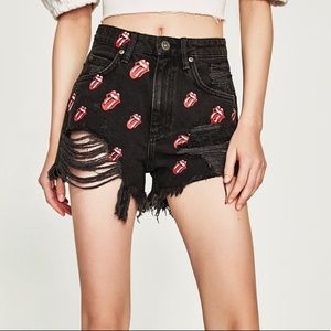 The Rollingstones Distressed Shorts